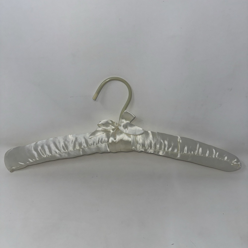 Vintage white Satin Padded Clothes Hanger with Bow Shabby Chic Boudoir Vanity